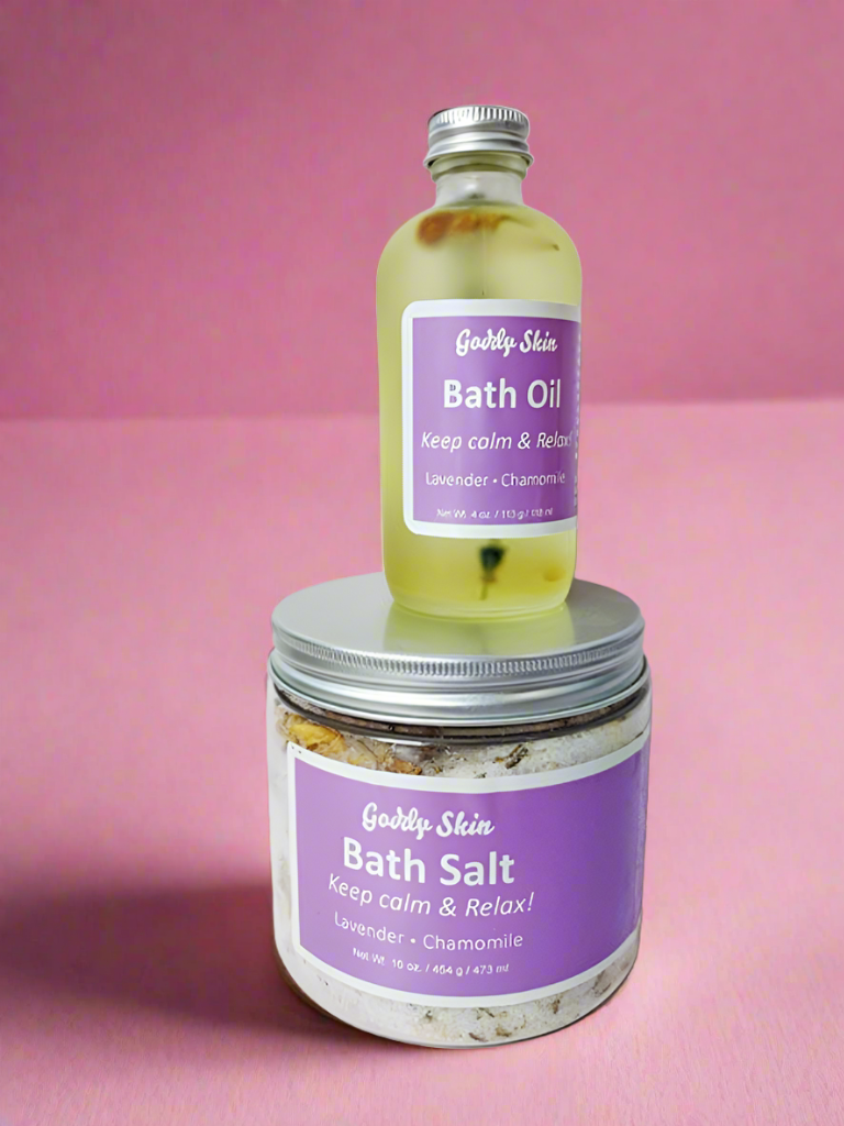 Lavender and Chamomile Bath Salt & Bath Oil Bundle